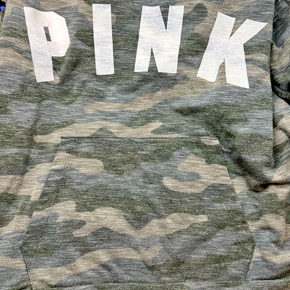VS pink campus hoodie size medium camo logo